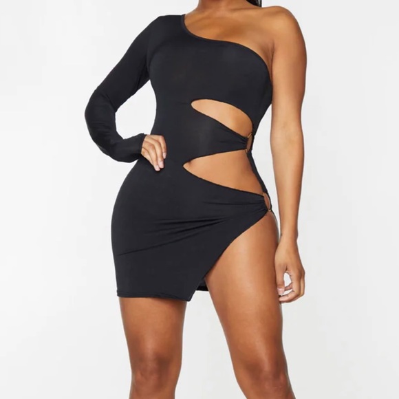 PrettyLittleThing Dresses & Skirts - Black Slinky One Shoulder Ring Bodycon Dress